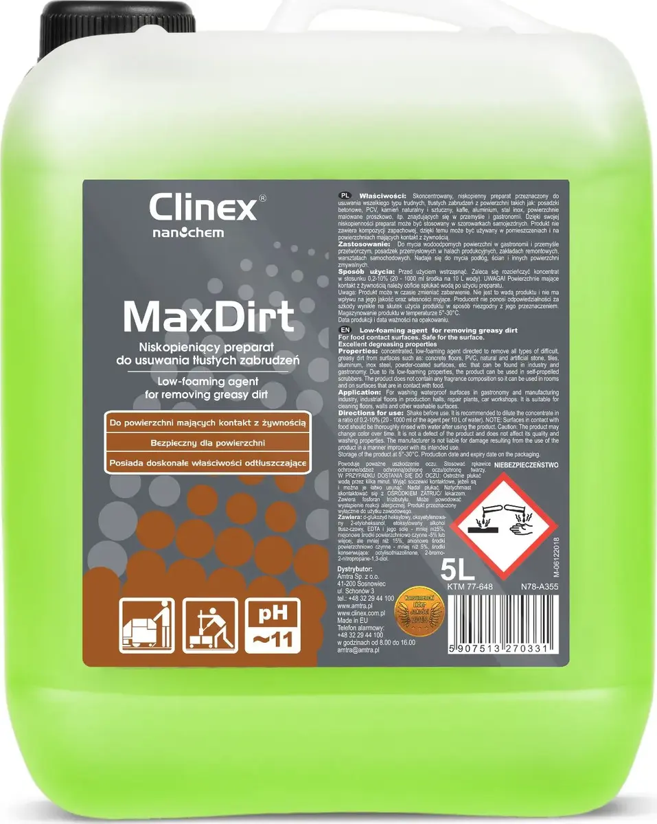 Koncentrēts tīrīšanas līdzeklis Clinex MaxDirt 5