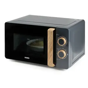 Solo microwave Domo DO3320, countertop, 20 L, 700 W, rotary control, 245 mm turntable, black/wood