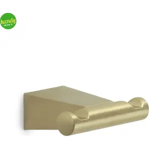 Wall Double Hook GEDY Tonale — Matt Gold finish, model 0000TN268800100