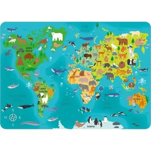 Laminated Desk Mat Derform Map of the World with Animals, model 460144
