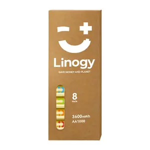 Linogy AA Li-ion Pro battery set — rechargeable AA lithium-ion cells, pack of 8