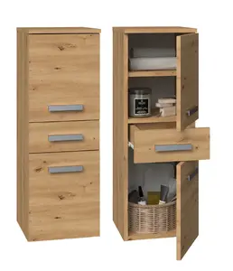 Шкаф для ванной Top e Shop NEL V DDS ARTISAN — напольный, корпус Oak, 3 полки, 300×300×850 мм