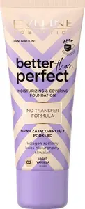 Šķidrais tonālais krēms EVELINE KOLOROWKA Better Than Perfect nr. 02 Light Vanilla 30 ml — mitrinošs, vidēja seguma