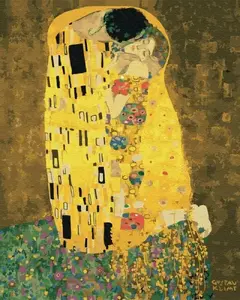 Krāsošana pēc numuriem BRUSHME Gustav “Skūpsts” 40x50 cm – audekls ar numurētām krāsām un ota
