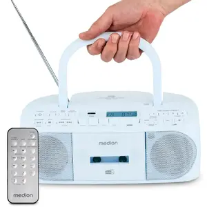 Personālā radio MEDION 50079332 — digitālais uztvērējs DAB+/FM, 6 W RMS, LCD ekrāns, Bluetooth 10 m, 3,5 mm ligzda