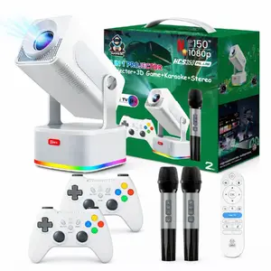 Smart video projector Riff HCS350 PLUS 4in1 with built-in games, 2 wireless controllers, 2 wireless microphones, white