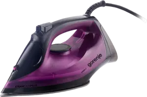 Steam Iron Gorenje SIK2400BKV — 2400W, 450 ml water tank, 40 g/min continuous steam, auto power off, purple/black