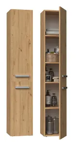 Шкаф для ванной top e shop NEL II ARTISAN — каркас дуб, напольный, 5 полок, 310×300×1740 мм