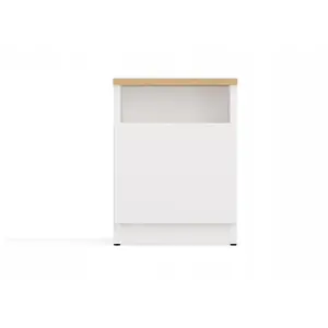 Тумба прикроватная top e shop GALAX 30/1D белый каркас, столешница Artisan Oak 40×30×30 см, ДСП, полка