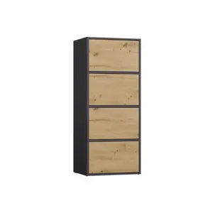 Chest of Drawers Top E Shop ALMA, 4 doors, Anthracite frame / Artisan oak doors, 500×1190×400 mm, laminate
