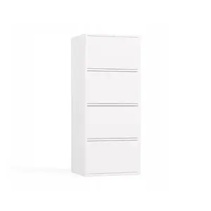 Шкаф‑комод Top E Shop ALMA белый, 4 двери, ЛДСП, 500×400×1190 мм, 4 полки, система открывания TIP‑ON