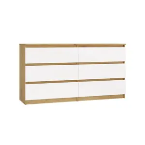 Chest of drawers MALWA M6 by top e shop — 6 drawers, 1380×400×750 mm, artisan oak frame, white front