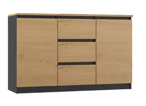 Комод top e shop Topeshop 2D3S ANT/ART BA KPL — антрацит и дуб, 3 ящика, каркас из ДСП