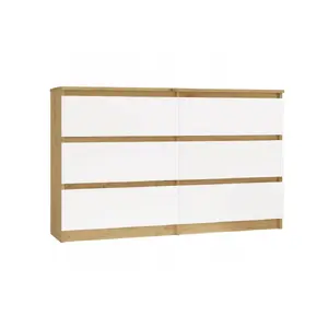 Комод 6 ящиков 120 см Top E Shop Malwa — Дуб Артизан/Белый, ДСП
