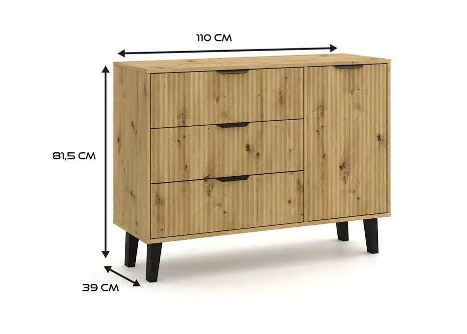 Atvilktņu skapis top e shop SCANDI 1D3S Slim Photo 3