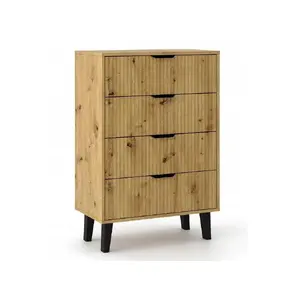 Комод top e shop SCANDI 4S SLIM OAK, 4 ящика, 70×39×102,5 см, ЛДСП, матовый артизан дуб