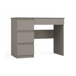 Kreisais galds top e shop Mijas Left Desk Clay, 980×510×760 mm, 4 atvilktnes, 16 mm skaidu plātne