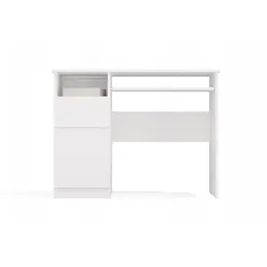 Galds top e shop PORTO Left — balts, 985×510×755 mm, kokskaidu plātne, 1 atvilktne, tastatūras atvilktne