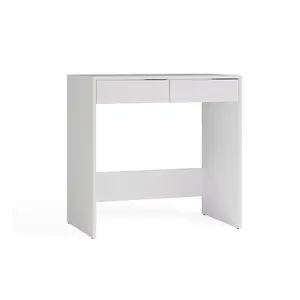 Galds top e shop MARINA 2S, balts, kokskaidu plātne, 810×500×800 mm, 2 atvilktnes, laminēta virsma