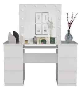 Туалетный столик для спальни top e shop Z.KUBA MARINA L BIEL — белый, ЛДСП, 6 ящиков, 1300×510×1460 мм