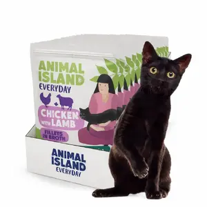 Wet cat food animal island ANIMAL ISLAND Chicken with lamb Fillets in broth 12x85g pouch