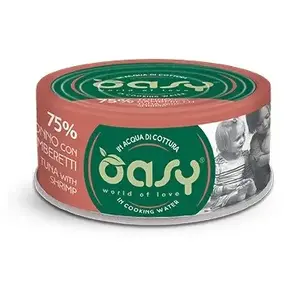 Консервы для кошек Oasy More Love тунец с креветкой 70 г — влажный корм для взрослых кошек, порционная упаковка