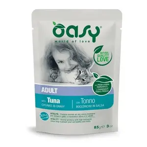 Влажный корм для кошек Oasy Chunks in gravy Adult TUNA 85 г пауч
