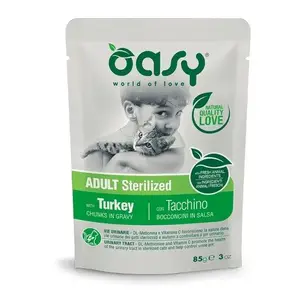 Mitrais kaķu barība Oasy Chunks in Gravy Adult Sterilized Turkey 85 g
