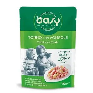 Влажный корм для кошек пауч Oasy More Love тунец с моллюском 70 г