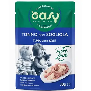 Влажный корм для кошек Oasy More Love тунец с камбалой пауч 70 г