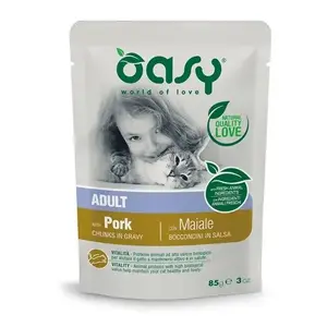 Влажный корм для кошек Oasy Chunks in gravy Adult Pork 85 г