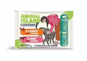Влажный корм для кошек паучи Animal Island 4×100 г — говядина и индейка