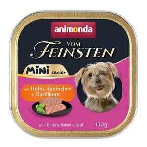 Mitrā suņu barība animonda Vom Feinsten Mini Senior — vistas, trusis un baziliks, 100 g