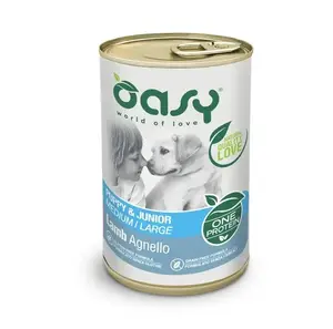 Корм для собак Oasy One Protein Puppy & Junior M/L Lamb 400 г — сухой корм для щенков средних/крупных пород