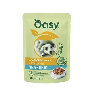 Влажный корм для щенков Oasy Strips in Gravy курица с рисом 100 г
