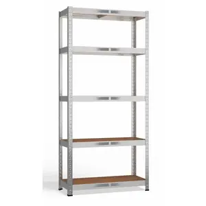 Стеллаж top e shop G7030 — напольный из оцинкованной стали, 5 полок MDF, 700×300×1500 мм, грузоподъёмность 875 кг