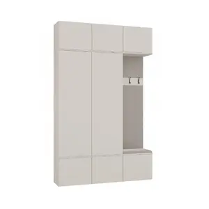 Skapis top e shop HAGA III 2SZ1W, 8 durvju, kašmira krāsa, 1500×350×2380 mm, šķiedru plātne