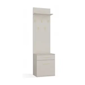 Вешалка-прихожая top e shop DUO, кашемировый, ДСП, 5 крючков, 1 ящик, 35×50×57 см