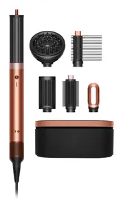 Multistajleris Dyson Airwrap Co‑anda 2x — 1700 W, 4 siltuma līmeņi, 14 l/s gaisa plūsma, 2 m vads, melns/rožu zelts
