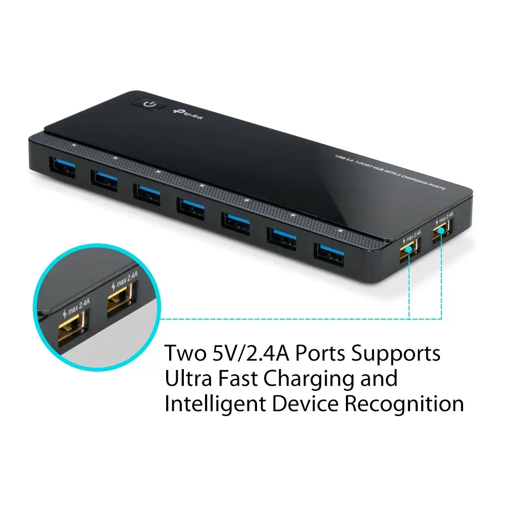TP-Link UH720 USB 3.2 Gen 1 9-portu hubs Photo 3