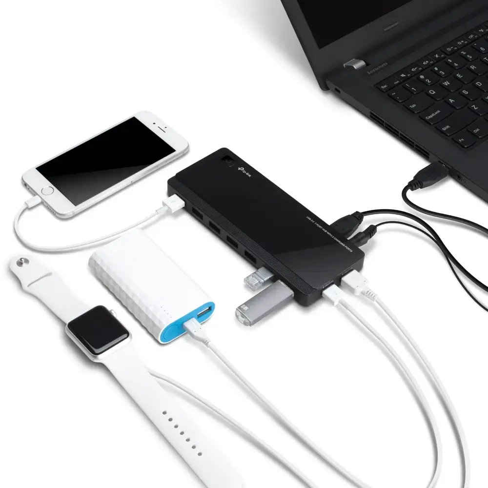 TP-Link UH720 USB 3.2 Gen 1 9-portu hubs Photo 6