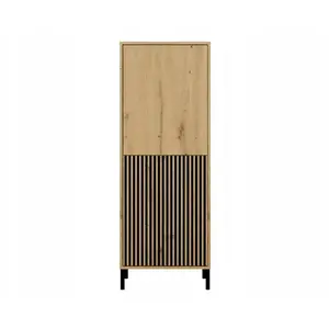 Витрина top e shop KAMARO 2‑дверная slim, artisan oak, 535×400×1475 мм, 3 полки, напольная