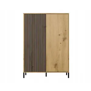 Витрина top e shop KAMARO 2DD SLIM, 2 дверцы, 6 полок, artisan oak, 1035×1475×400 мм