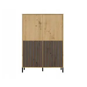 Витрина top e shop KAMARO 4DK SLIM/GŁ Artisan oak 4‑дверная, 6 полок, 1035×400×1475 мм