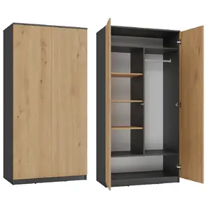 Шкаф top e shop SD-90 ANT/ART KPL — спальнoй шкаф 2 двери, 7 полок, 900×500×1800 мм