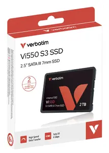 Internal 2.5" SATA III SSD VERBATIM Vi550 S3 2 TB — 550 MB/s read, 500 MB/s write