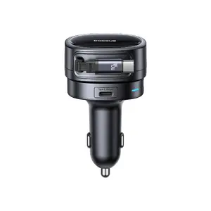 Автомобильное зарядное Baseus PrimeTrip VR1 60W 12–24В USB-A + USB-C с втягивающимся кабелем USB‑C 0.8 м, черное