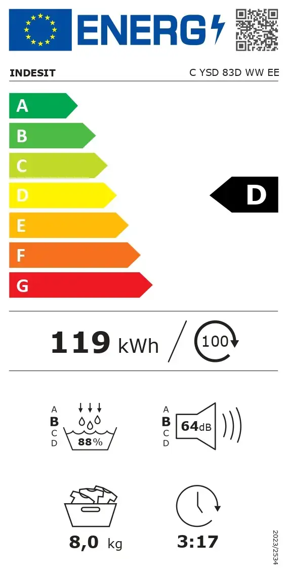 INDESIT C YSD 83D WW EE сушилка — 8 кг, тепловой насос Photo 7