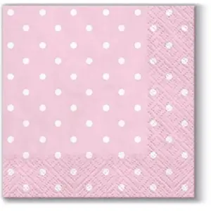 Salvetes Paw Decor Collection 25×25 cm, punktotas gaiši rozā, papīra galda salvetes