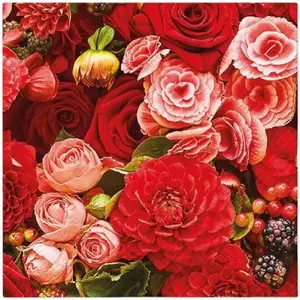Napkins 33×33 cm, Paw Decor Collection — Red Bouquet